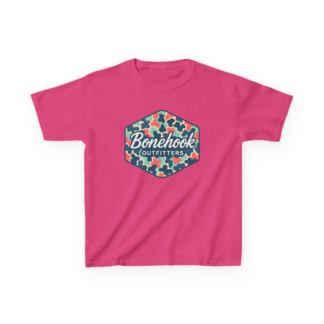 Girls’ Camo Logo Tee – Pink Bonehook Youth Shirt