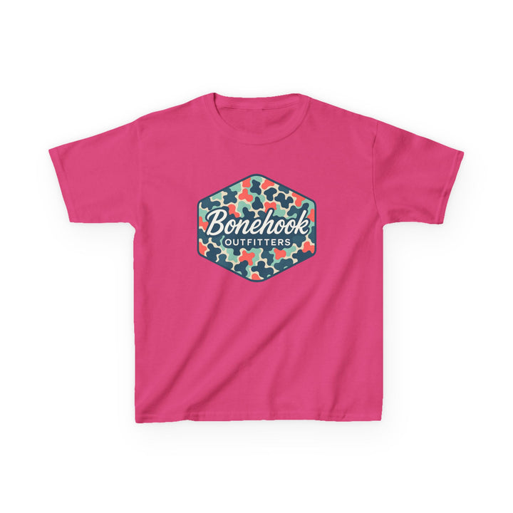 Girls’ Camo Logo Tee – Pink Bonehook Youth Shirt