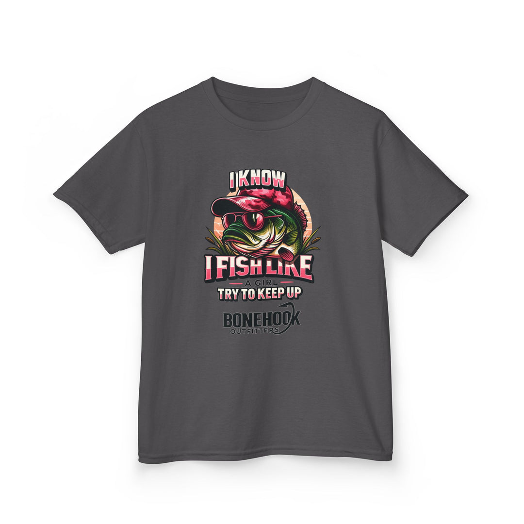 Girls’ “I Fish Like a Girl” Tee – Bonehook Youth Fishing Shirt