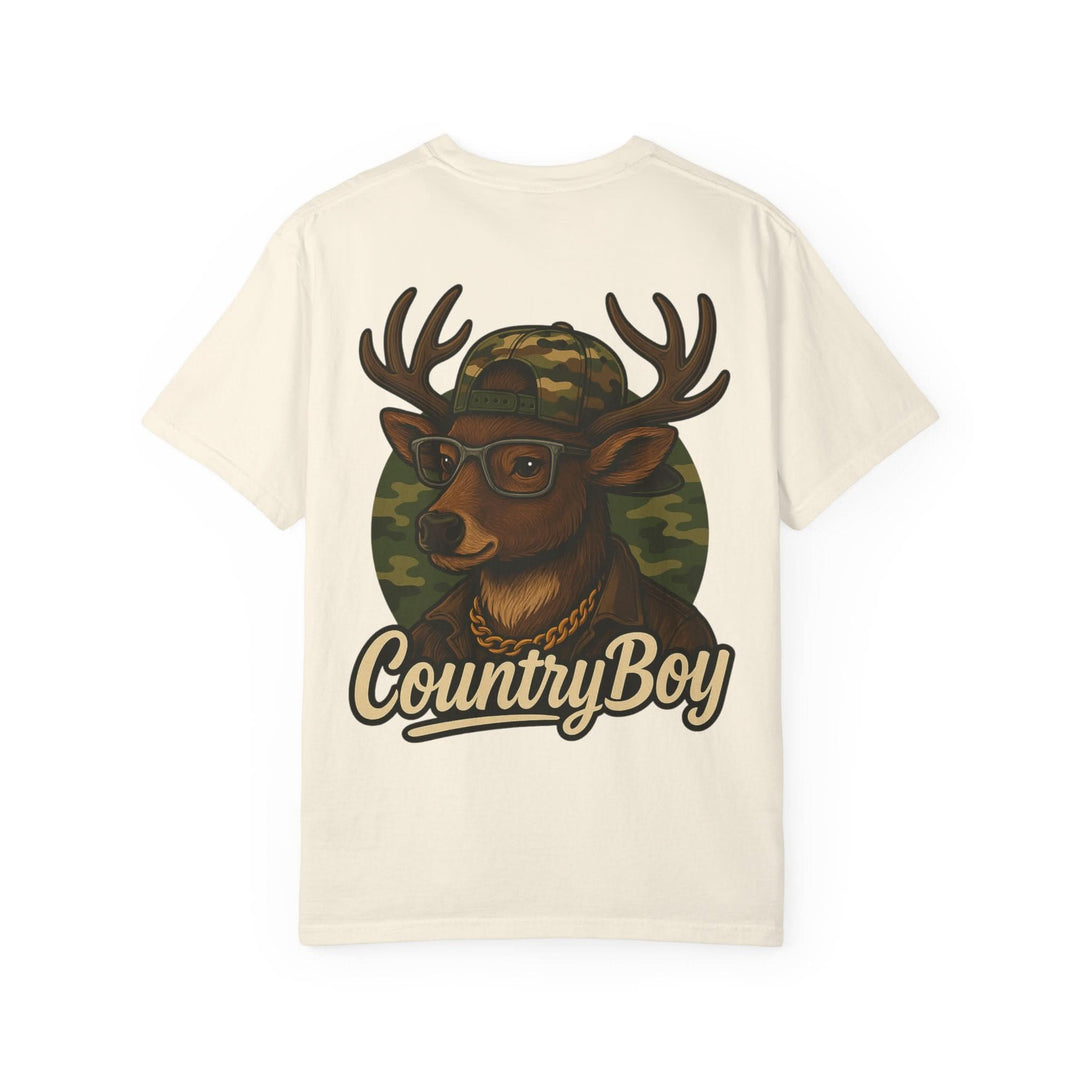 Country Boy Buck Tee – Funny Deer Graphic Shirt by Bonehook