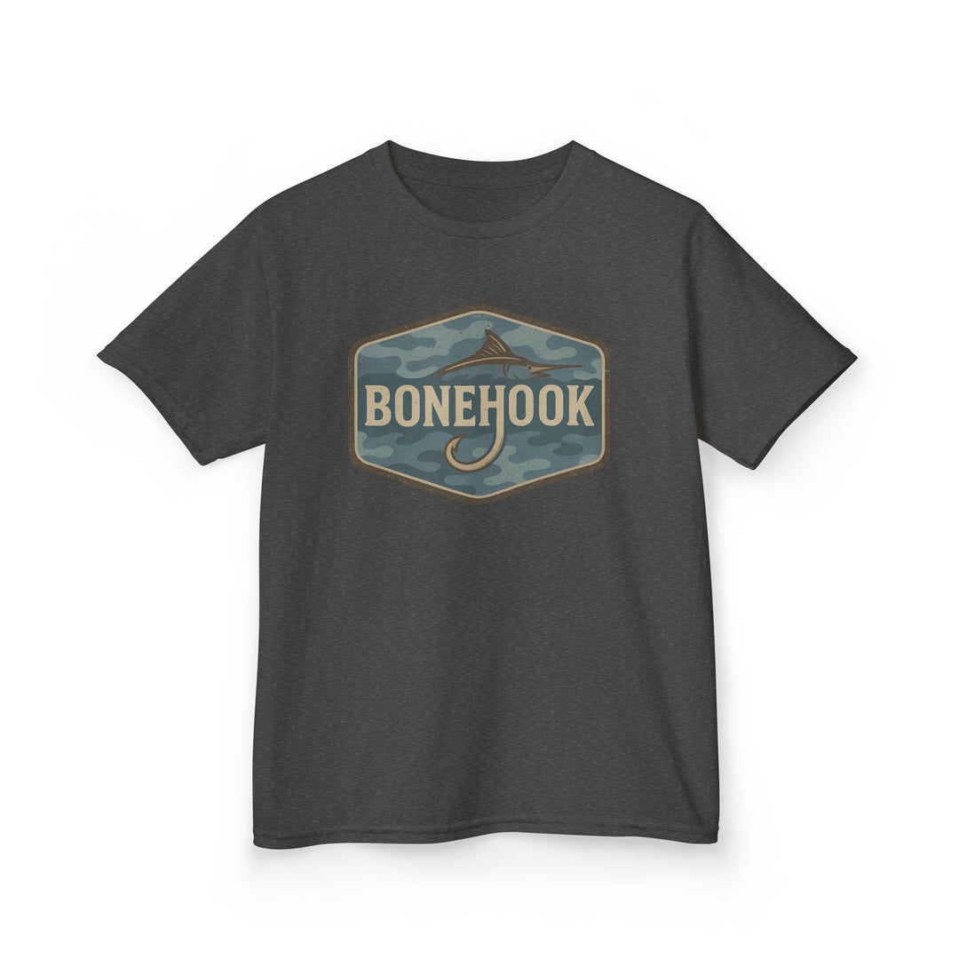 Boys’ Camo Hook Logo Tee – Bonehook Youth Outdoor Shirt