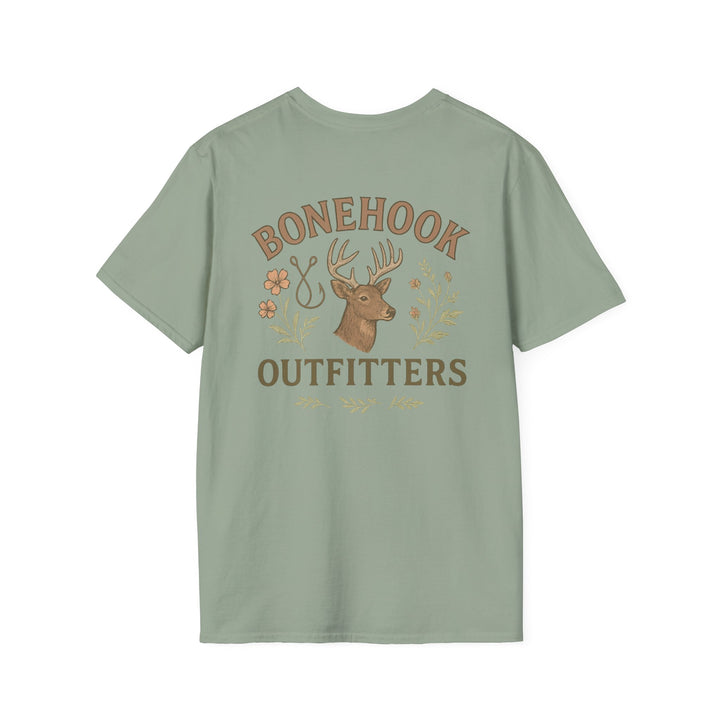 Bonehook Outfitters Women's Tee – Deer & Hook Design (Sage)