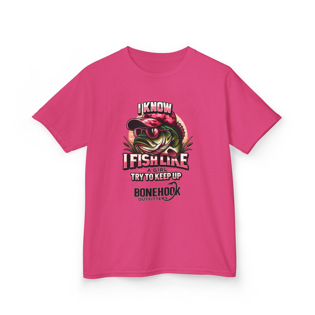 Girls’ “I Fish Like a Girl” Tee – Bonehook Youth Fishing Shirt