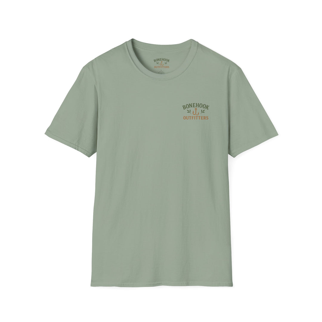 Bonehook Outfitters Women's Tee – Deer & Hook Design (Sage)