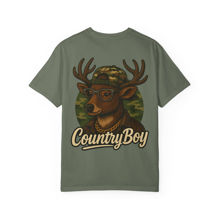 Country Boy Buck Tee – Funny Deer Graphic Shirt by Bonehook