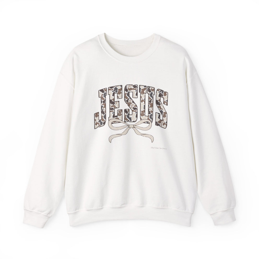 Women’s JESUS Camo Crewneck Sweatshirt – Bonehook Outfitters Faith Collection