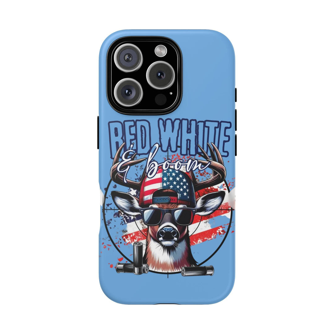 Red, White & Boom Deer iPhone Case – Patriotic Buck 4th of July Design