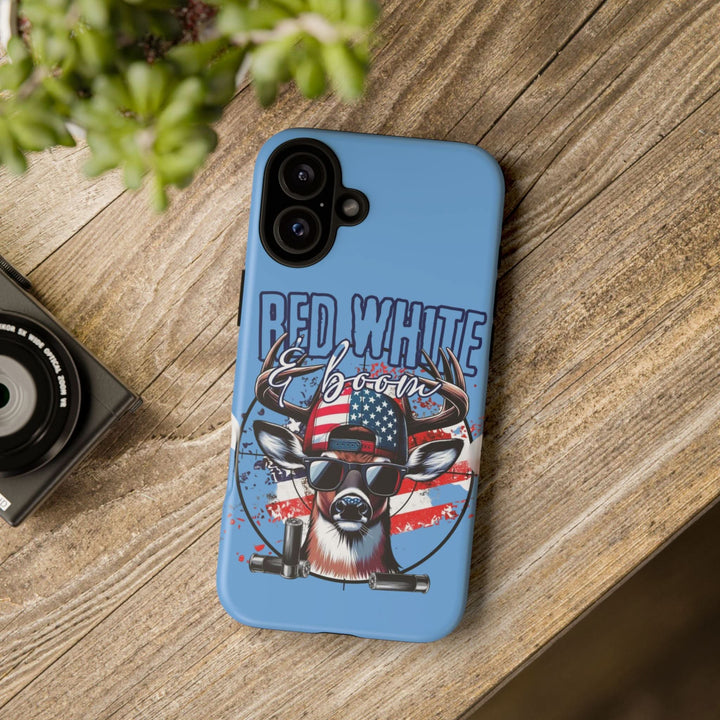 Red, White & Boom Deer iPhone Case – Patriotic Buck 4th of July Design
