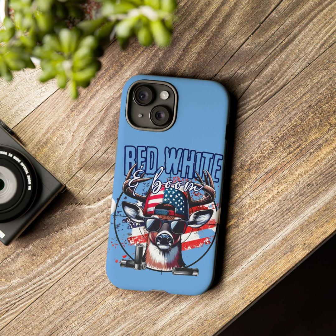 Red, White & Boom Deer iPhone Case – Patriotic Buck 4th of July Design