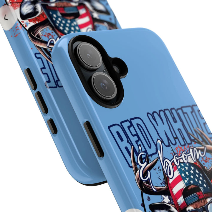 Red, White & Boom Deer iPhone Case – Patriotic Buck 4th of July Design