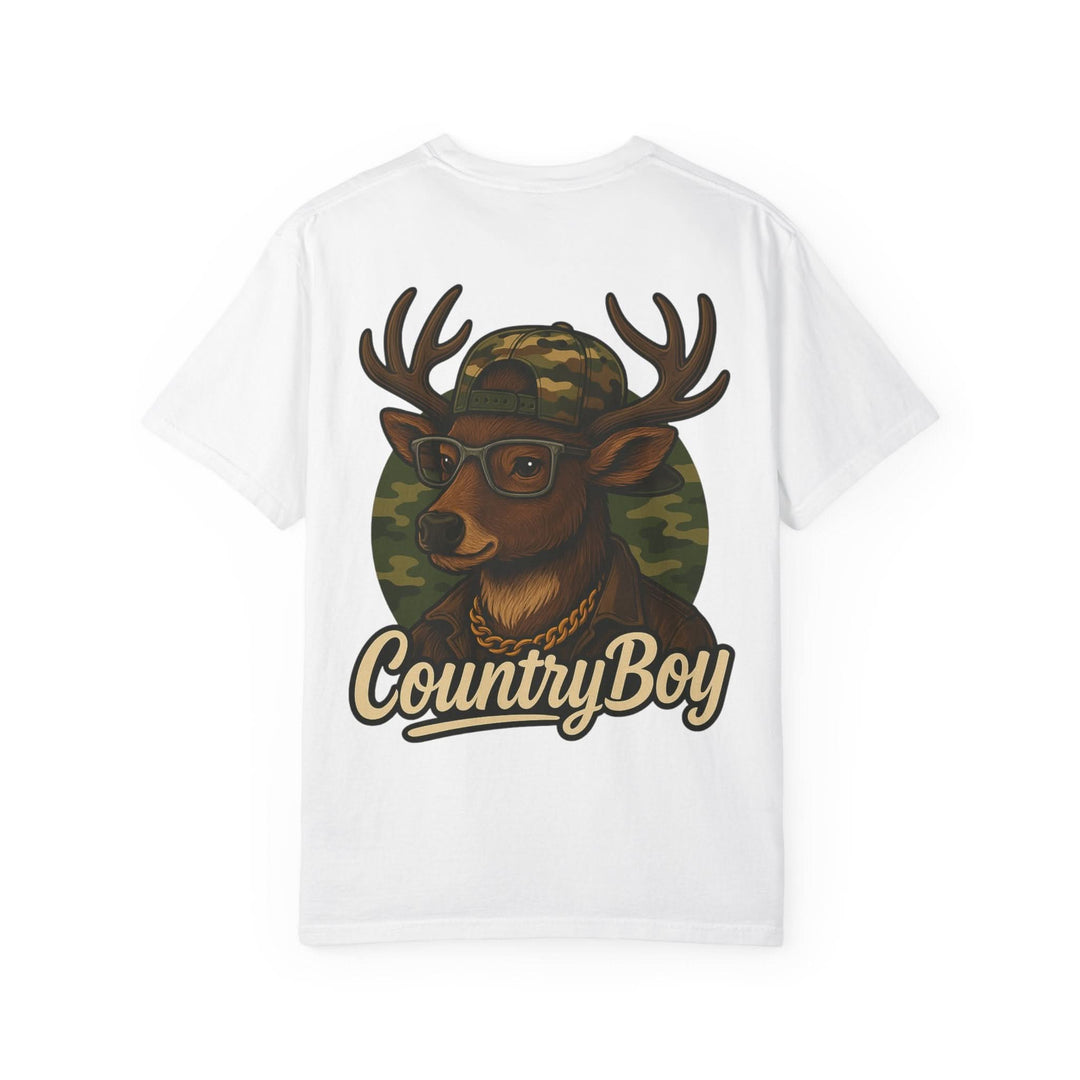 Country Boy Buck Tee – Funny Deer Graphic Shirt by Bonehook