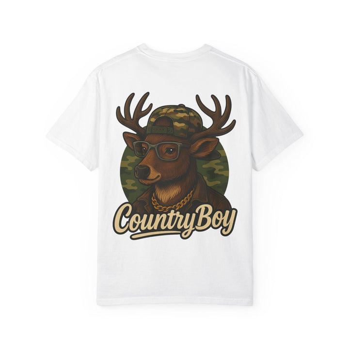 Country Boy Buck Tee – Funny Deer Graphic Shirt by Bonehook
