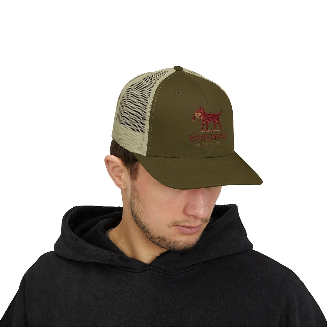 Snapback Trucker Cap - Bonehook Outfitters with County Dog and Duck Design