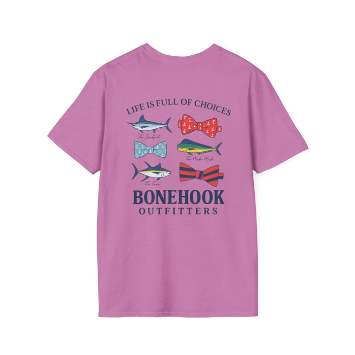 Women's "Life Is Full of Choices" Tee – Pink by Bonehook Outfitters