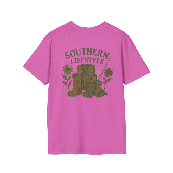 Southern Lifestyle Boot & Vest Tee – Women's Country Graphic (Mauve)