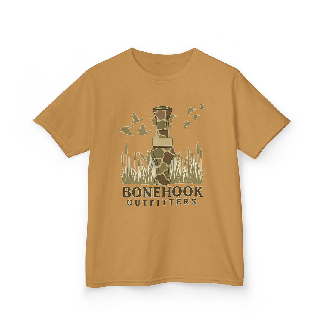 Boys’ Duck Call Camo Tee – Bonehook Outfitters Youth Hunting Shirt