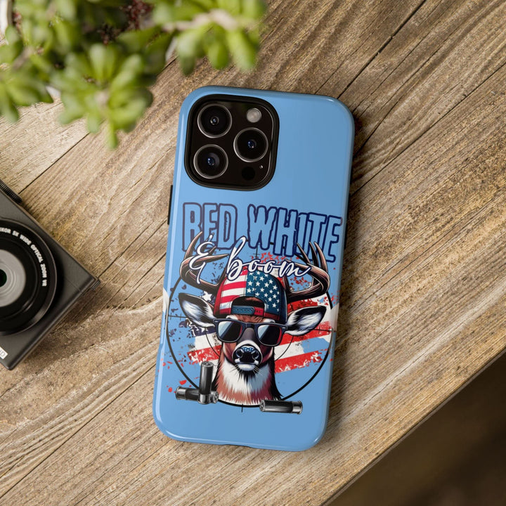 Red, White & Boom Deer iPhone Case – Patriotic Buck 4th of July Design