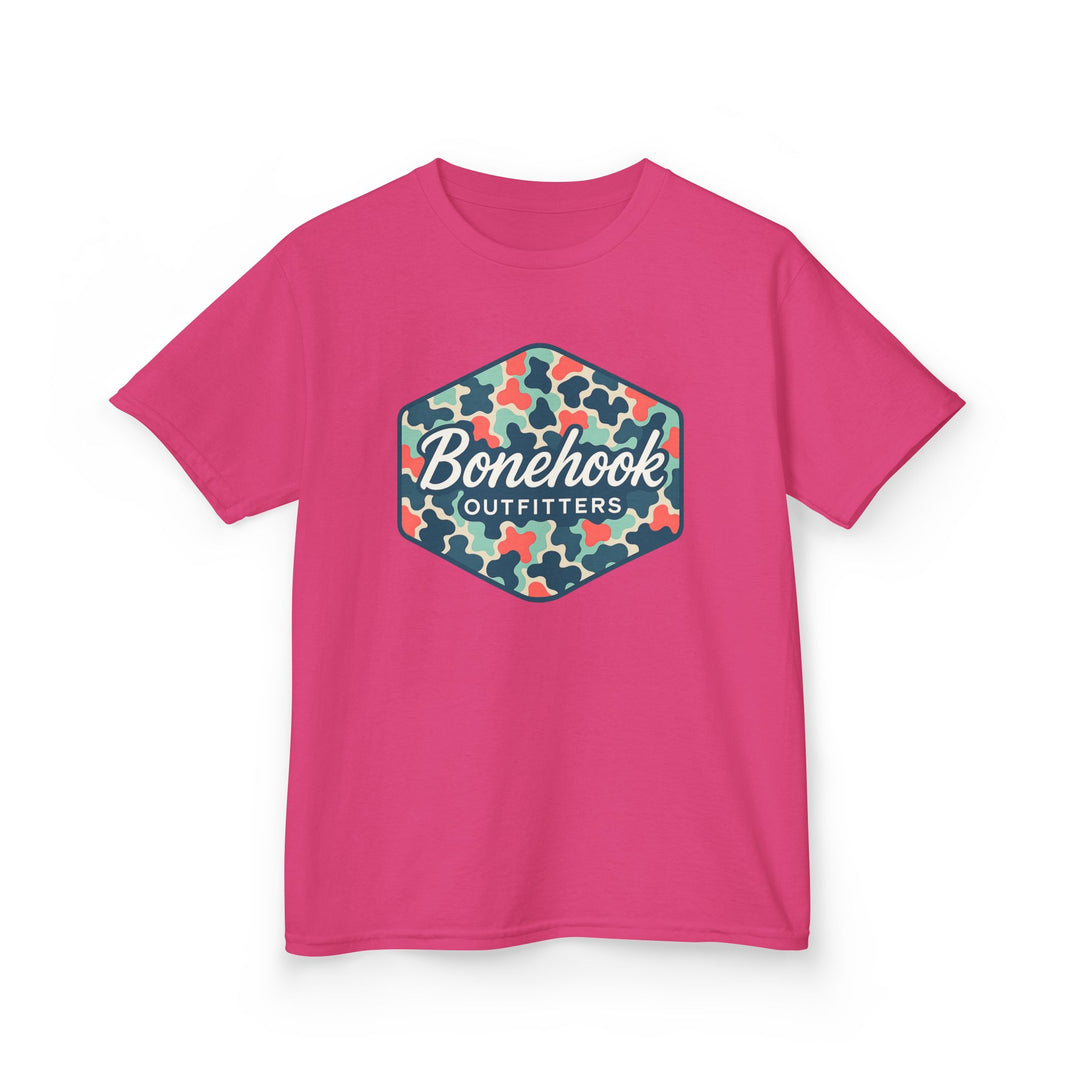 Girls’ Camo Logo Tee – Pink Bonehook Youth Shirt