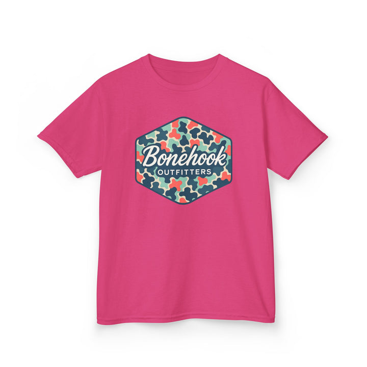 Girls’ Camo Logo Tee – Pink Bonehook Youth Shirt