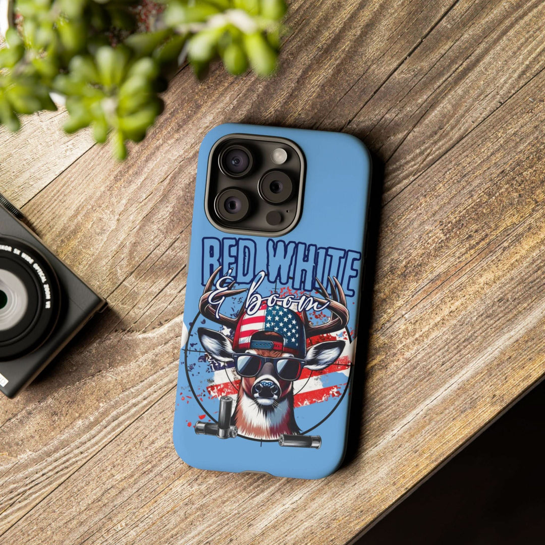 Red, White & Boom Deer iPhone Case – Patriotic Buck 4th of July Design