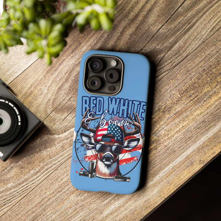 Red, White & Boom Deer iPhone Case – Patriotic Buck 4th of July Design