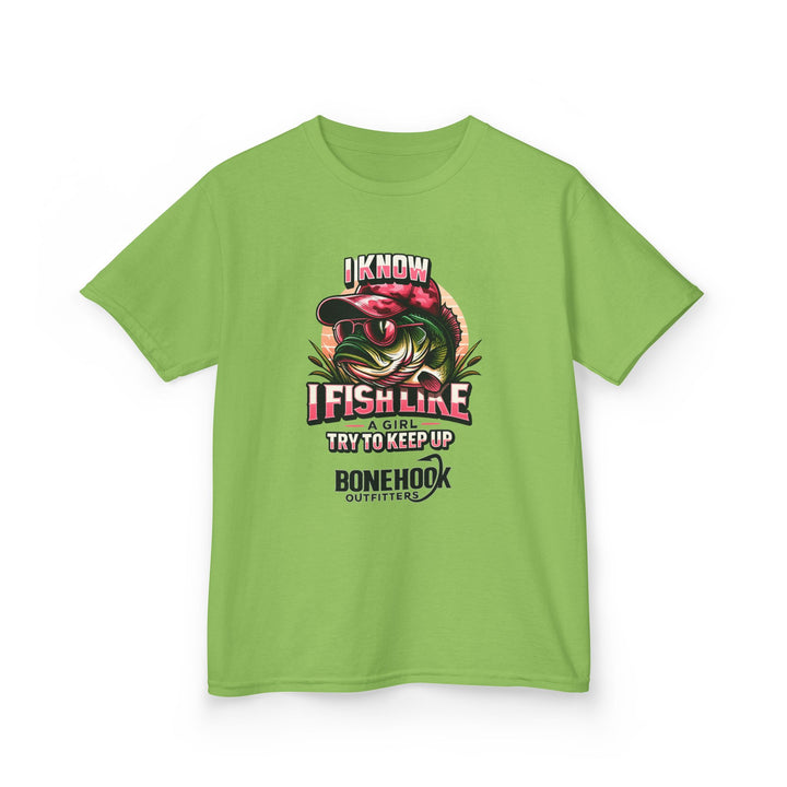 Girls’ “I Fish Like a Girl” Tee – Bonehook Youth Fishing Shirt