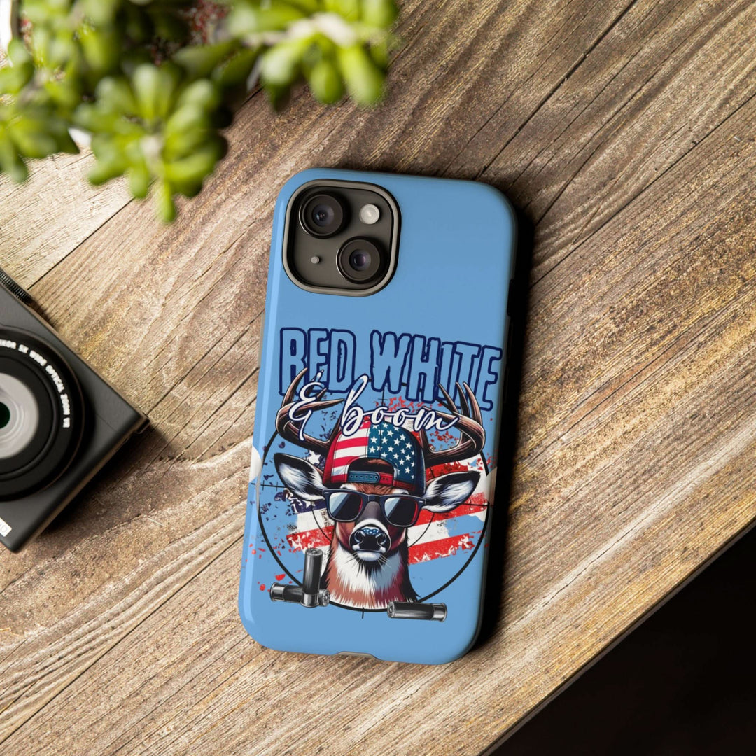 Red, White & Boom Deer iPhone Case – Patriotic Buck 4th of July Design