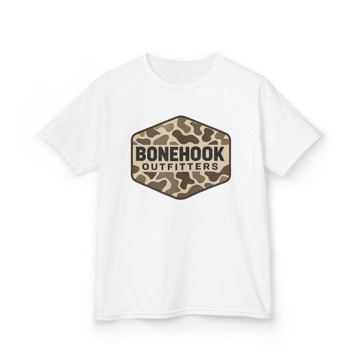 Boys’ Camo Logo Badge Tee – Bonehook Outfitters Youth Shirt