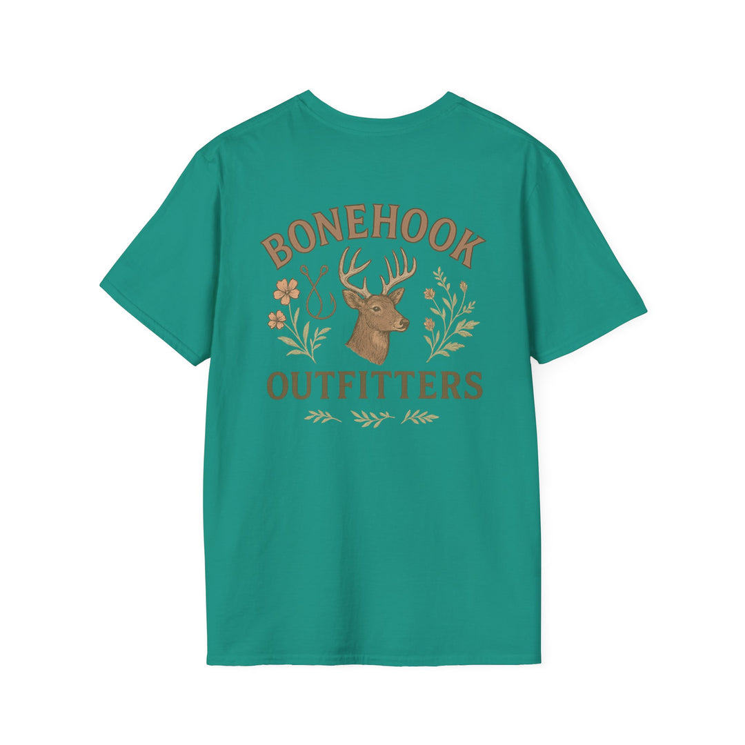Bonehook Outfitters Women's Tee – Deer & Hook Design (Sage)