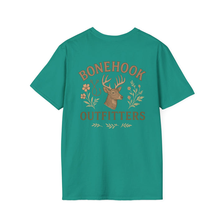 Bonehook Outfitters Women's Tee – Deer & Hook Design (Sage)
