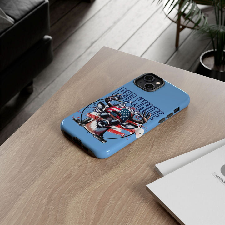 Red, White & Boom Deer iPhone Case – Patriotic Buck 4th of July Design