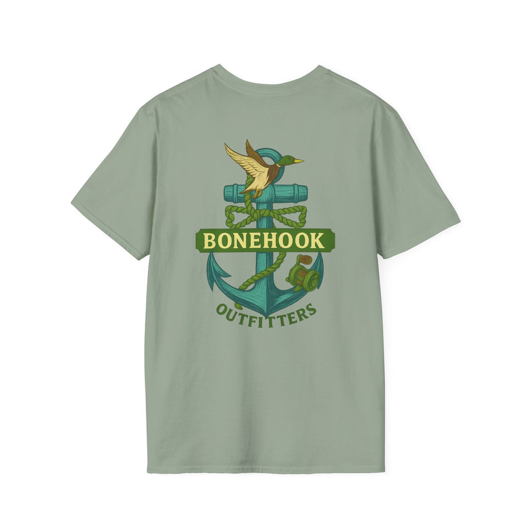 Bonehook Outfitters Women's Mallard & Anchor Tee – Sage Green
