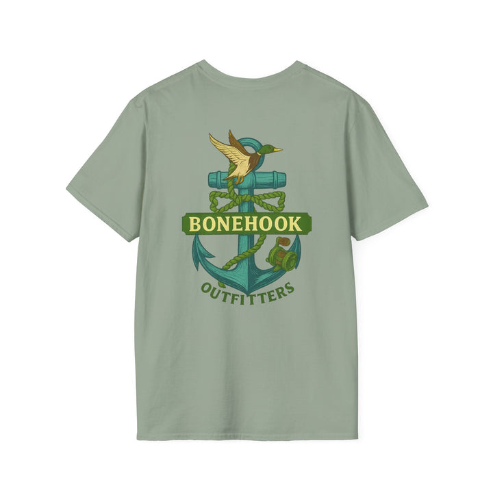 Bonehook Outfitters Women's Mallard & Anchor Tee – Sage Green