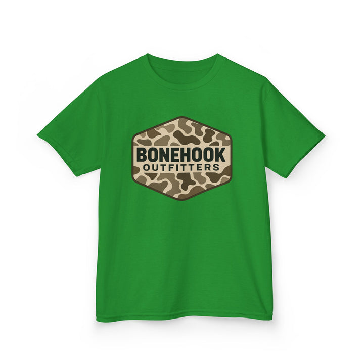 Boys’ Camo Logo Badge Tee – Bonehook Outfitters Youth Shirt