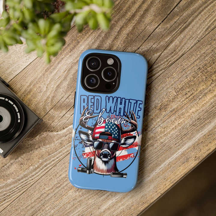 Red, White & Boom Deer iPhone Case – Patriotic Buck 4th of July Design