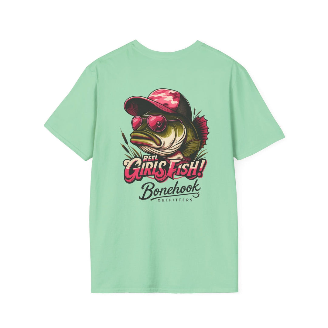 Reel Girls Fish! – Bass Graphic Tee by Bonehook Outfitters