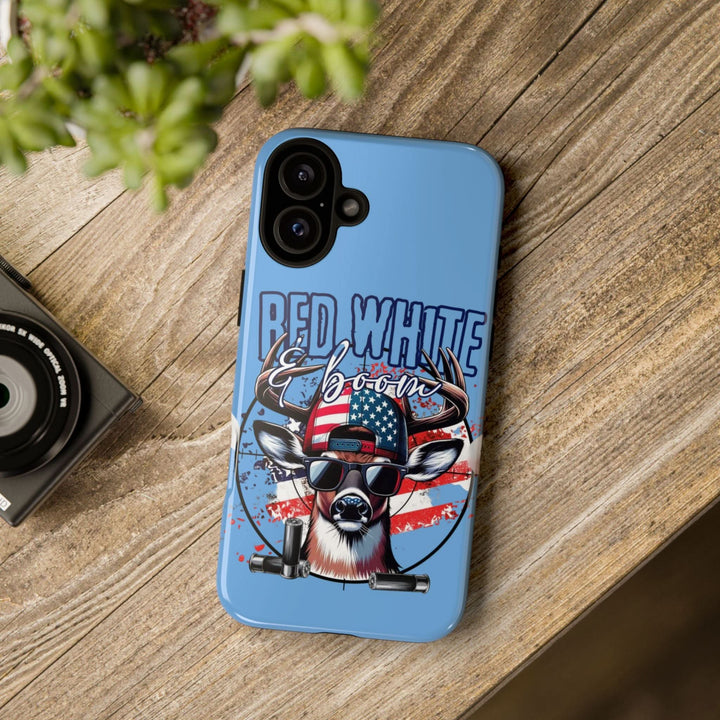 Red, White & Boom Deer iPhone Case – Patriotic Buck 4th of July Design