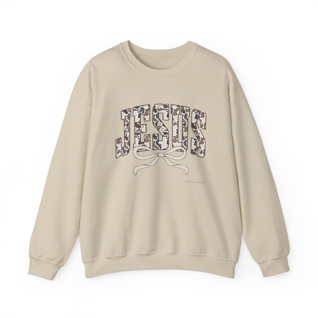 Women’s JESUS Camo Crewneck Sweatshirt – Bonehook Outfitters Faith Collection