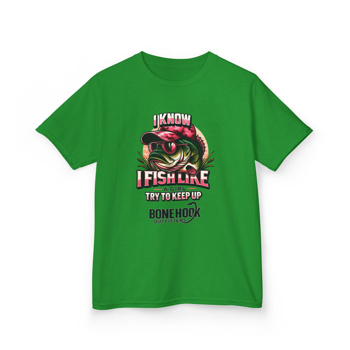 Girls’ “I Fish Like a Girl” Tee – Bonehook Youth Fishing Shirt