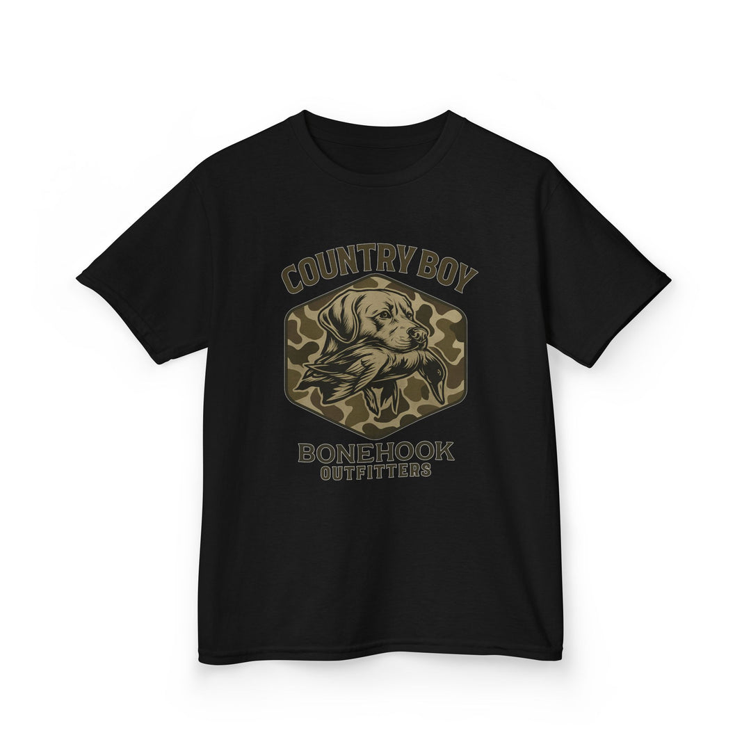 Boys’ Country Boy Dog Camo Tee – Bonehook Youth Outdoor Shirt