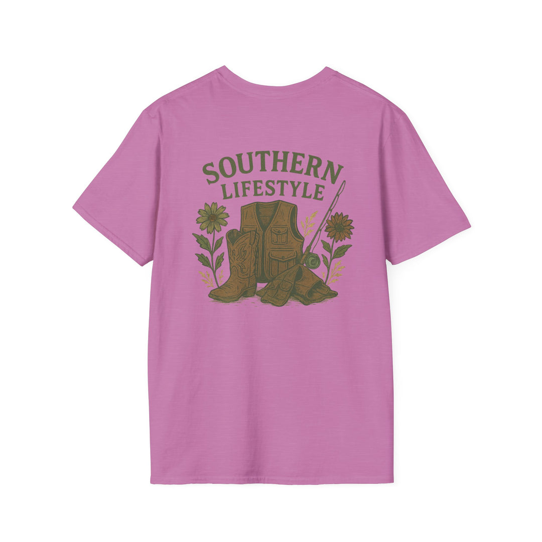Southern Lifestyle Boot & Vest Tee – Women's Country Graphic (Mauve)