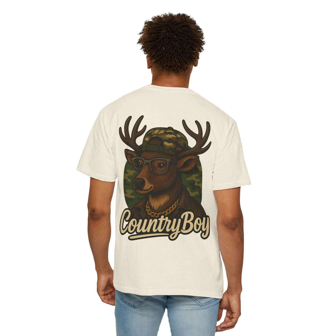 Country Boy Buck Tee – Funny Deer Graphic Shirt by Bonehook