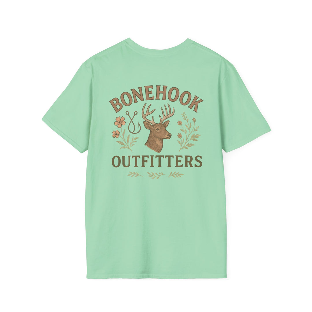 Bonehook Outfitters Women's Tee – Deer & Hook Design (Sage)