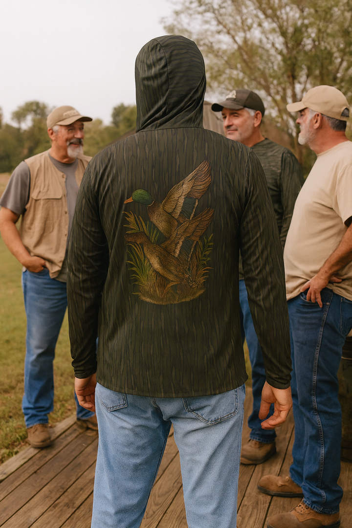 Bonehook Outfitters UV Camo Hoodie – Duck Logo Performance Hunting Shirt