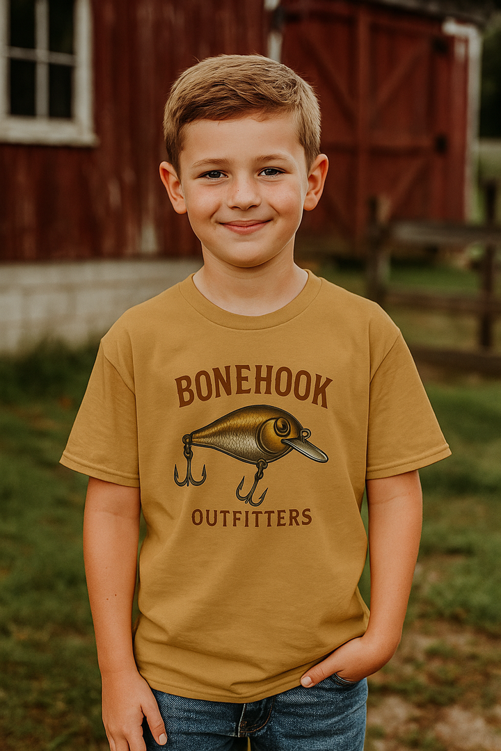 Boys’ Crankbait Fishing Tee – Bonehook Outfitters Youth Lure Shirt