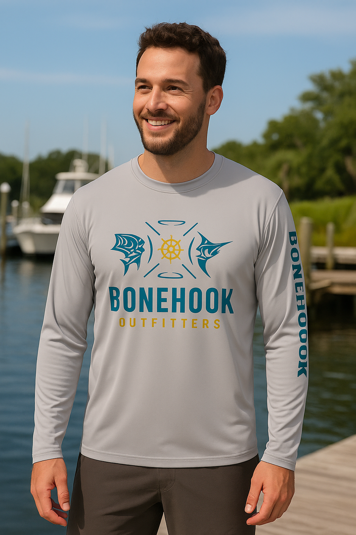 Bonehook Performance Fishing Shirt – Long Sleeve | Light Gray